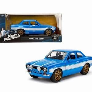 NIB! Jada Toys 1:24 Fast & Furious 1970 Brian's Ford Escort Blue White Stripes